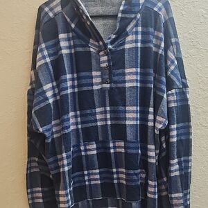 Paper Tee Blue Plaid Women's Top